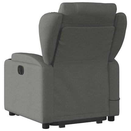 Massagefåtölj med uppresningshjälp mörkgrå tyg