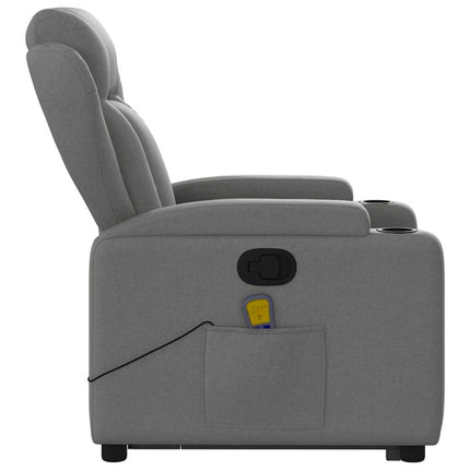 Massagefåtölj med uppresningshjälp mörkgrå tyg