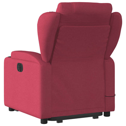 Massagefåtölj med uppresningshjälp vinröd tyg