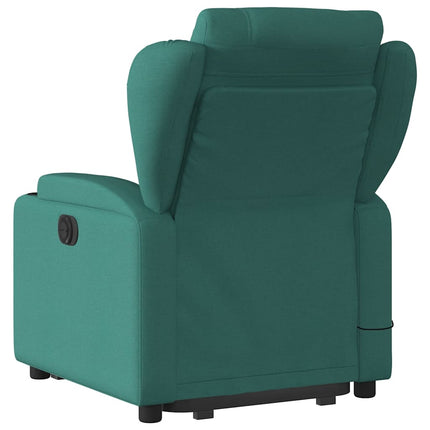 Massagefåtölj med uppresningshjälp mörkgrön tyg