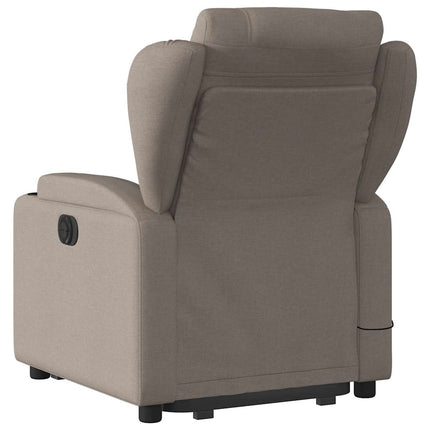 Massagefåtölj med uppresningshjälp taupe tyg