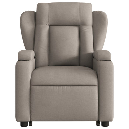 Elektrisk reclinerfåtölj med uppresningshjälp taupe tyg