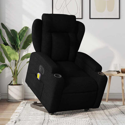 Elektrisk massagefåtölj med uppresningshjälp svart tyg