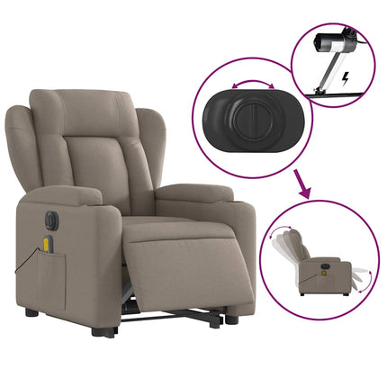 Elektrisk massagefåtölj med uppresningshjälp taupe tyg