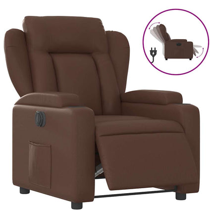Elektronisk reclinerfåtölj brun konstläder