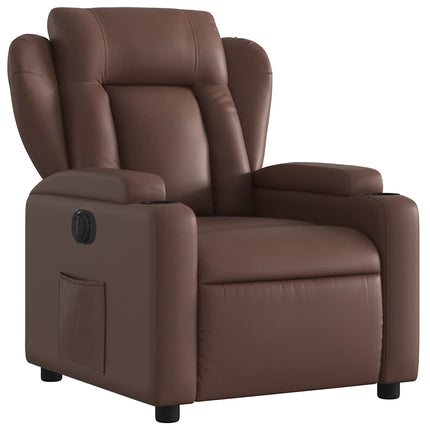 Elektronisk reclinerfåtölj brun konstläder