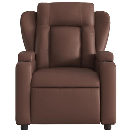 Elektronisk reclinerfåtölj brun konstläder