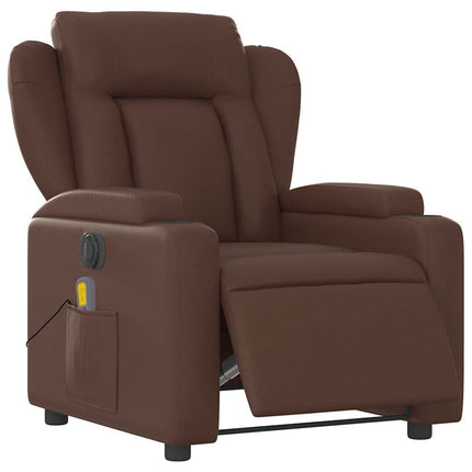 Elektrisk massagefåtölj brun konstläder