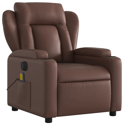 Elektrisk massagefåtölj brun konstläder