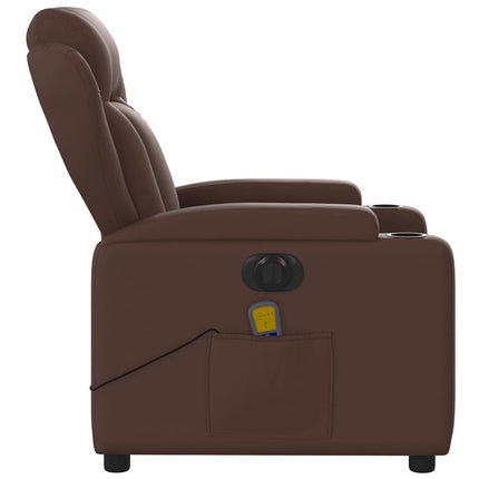 Elektrisk massagefåtölj brun konstläder