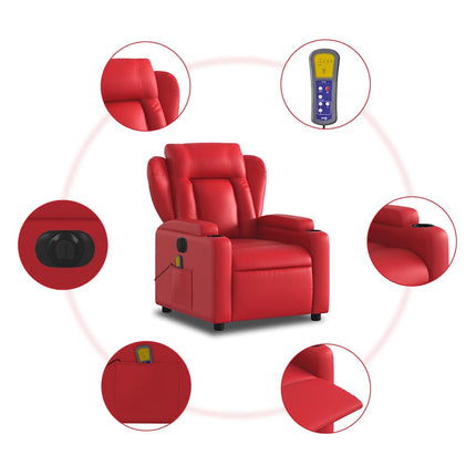 Elektrisk massagefåtölj röd konstläder