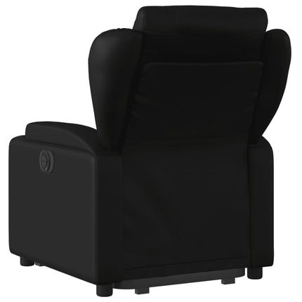 Reclinerfåtölj med uppresningshjälp svart konstläder