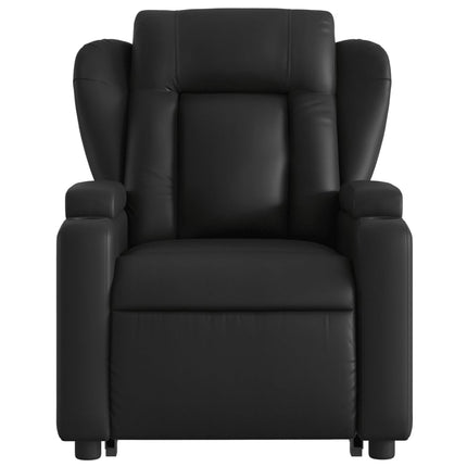 Reclinerfåtölj med uppresningshjälp svart konstläder