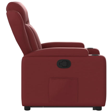 Reclinerfåtölj med uppresningshjälp vinröd konstläder