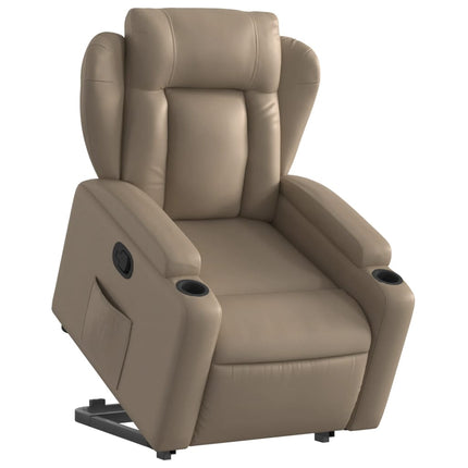Reclinerfåtölj med uppresningshjälp cappuccino konstläder