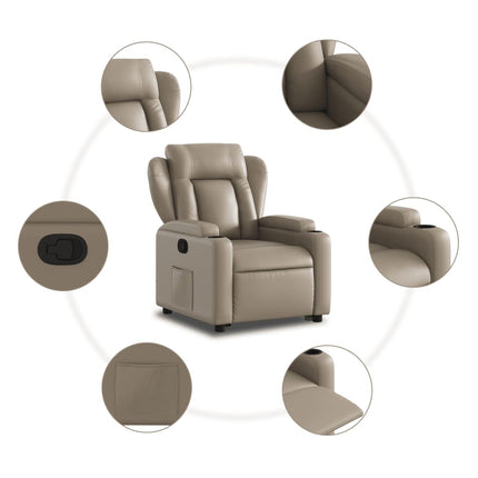 Reclinerfåtölj med uppresningshjälp cappuccino konstläder