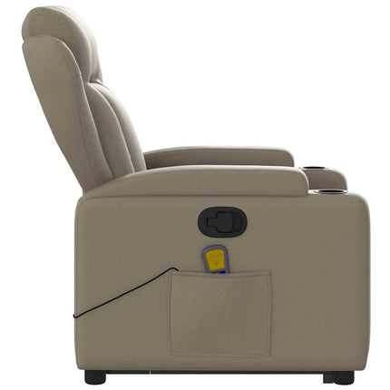Massagefåtölj med uppresningshjälp cappuccino konstläder