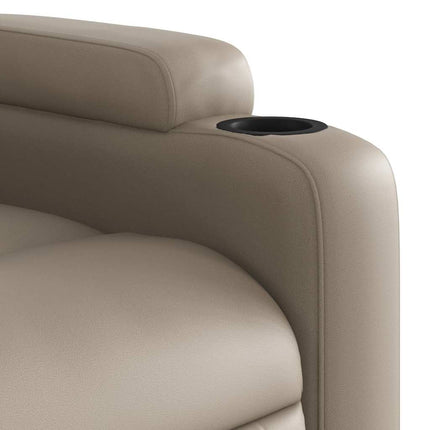 Massagefåtölj med uppresningshjälp cappuccino konstläder