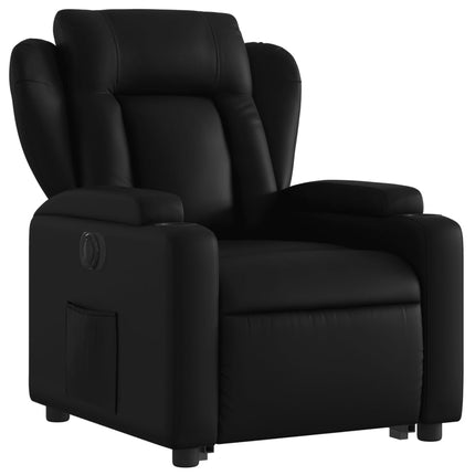 Reclinerfåtölj med uppresningshjälp svart konstläder