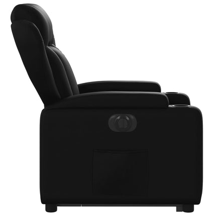 Reclinerfåtölj med uppresningshjälp svart konstläder