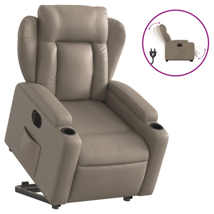 Reclinerfåtölj med uppresningshjälp cappuccino konstläder