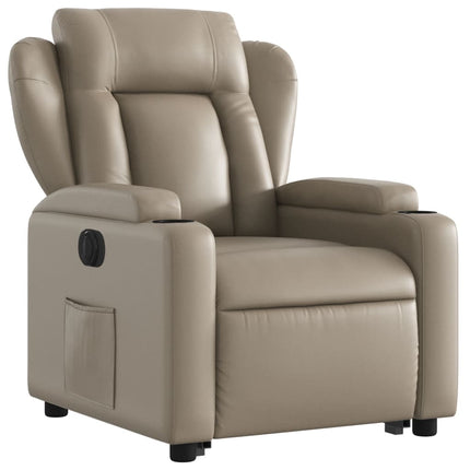 Reclinerfåtölj med uppresningshjälp cappuccino konstläder