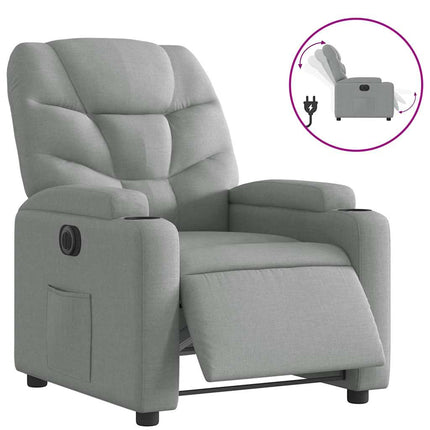 Elektrisk reclinerfåtölj ljusgrå tyg
