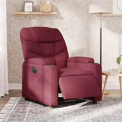 Elektrisk reclinerfåtölj vinröd tyg