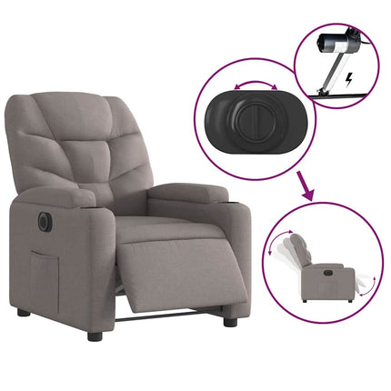 Elektrisk reclinerfåtölj taupe tyg