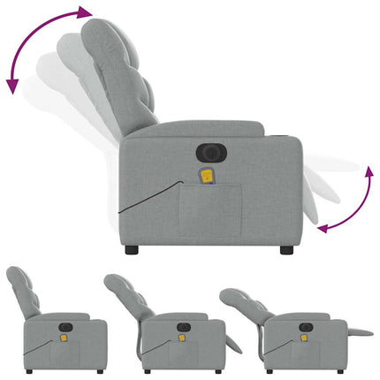 Elektrisk massagefåtölj ljusgrå tyg