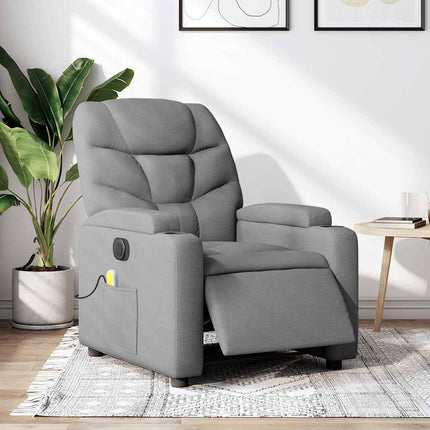Elektrisk massagefåtölj ljusgrå tyg