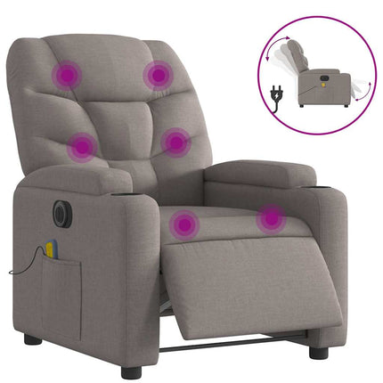 Elektrisk massagefåtölj taupe tyg