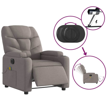 Elektrisk massagefåtölj taupe tyg