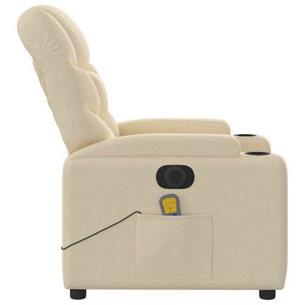 Elektrisk massagefåtölj gräddvit tyg