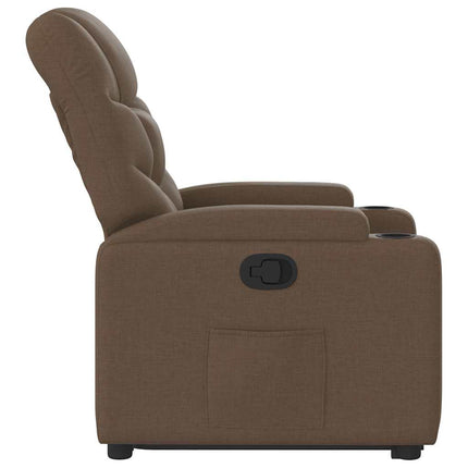 Reclinerfåtölj med uppresningshjälp brun tyg