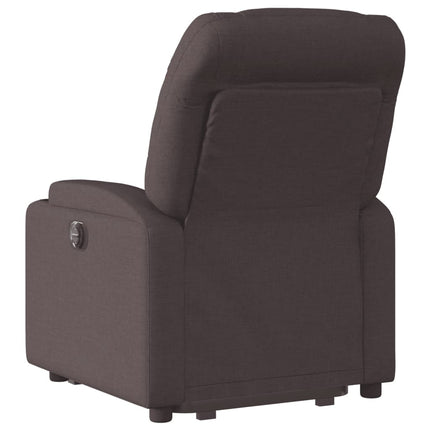 Reclinerfåtölj med uppresningshjälp mörkbrun tyg