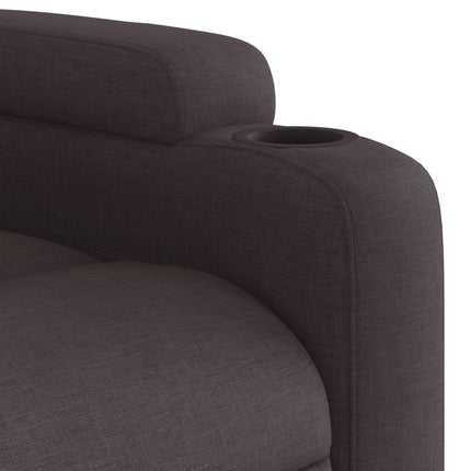 Reclinerfåtölj med uppresningshjälp mörkbrun tyg