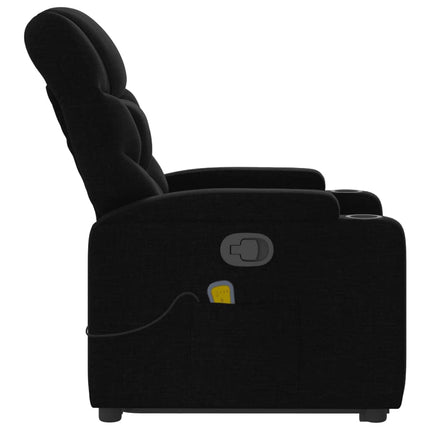 Massagefåtölj med uppresningshjälp svart tyg