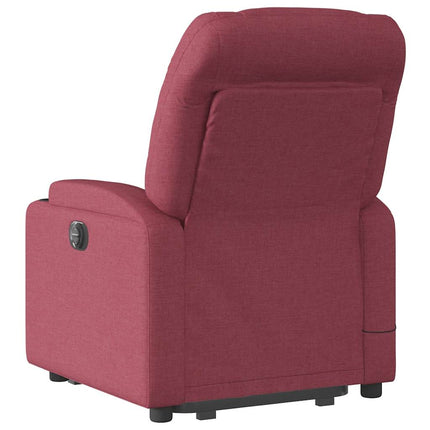 Massagefåtölj med uppresningshjälp vinröd tyg