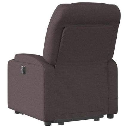 Massagefåtölj med uppresningshjälp mörkbrun tyg
