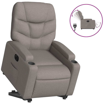 Elektrisk reclinerfåtölj med uppresningshjälp taupe tyg