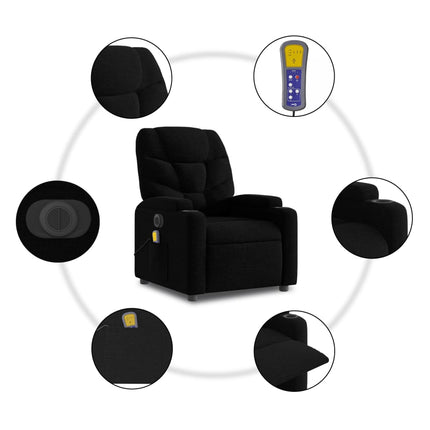 Elektrisk massagefåtölj med uppresningshjälp svart tyg