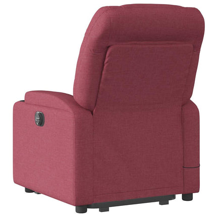 Elektrisk massagefåtölj med uppresningshjälp vinröd tyg