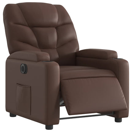 Elektronisk reclinerfåtölj brun konstläder