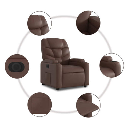 Elektronisk reclinerfåtölj brun konstläder