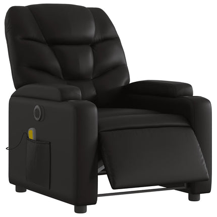 Elektrisk massagefåtölj svart konstläder