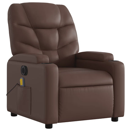 Elektrisk massagefåtölj brun konstläder