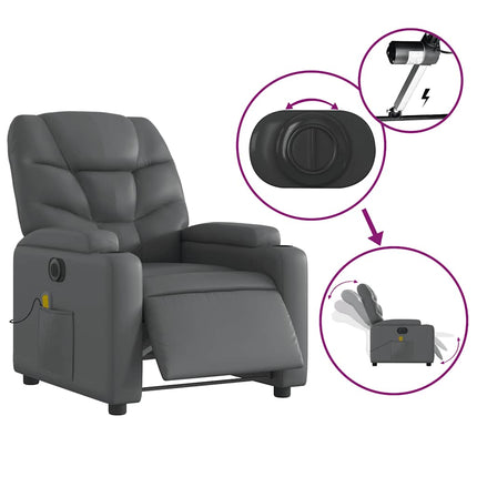 Elektrisk massagefåtölj grå konstläder
