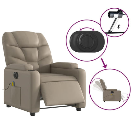 Elektrisk massagefåtölj cappuccino konstläder