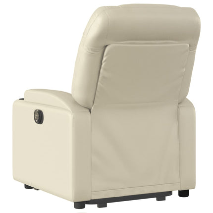 Reclinerfåtölj med uppresningshjälp gräddvit konstläder